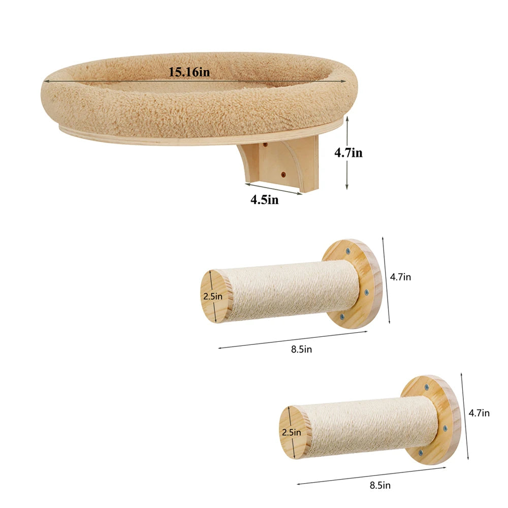 Wall Mounted Climbing Ladder with Scratching Post