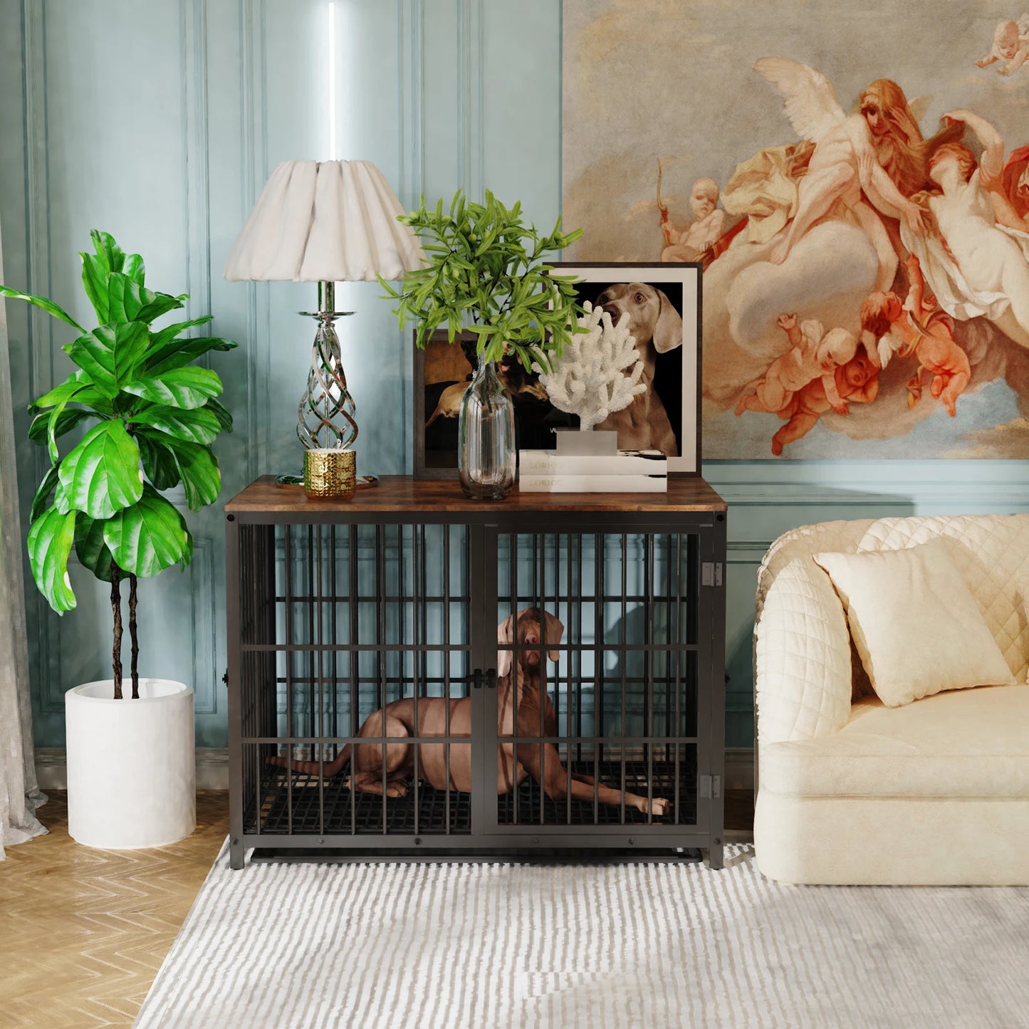 BINGOPAW XXL Black End Table Kennel w/3 Doors