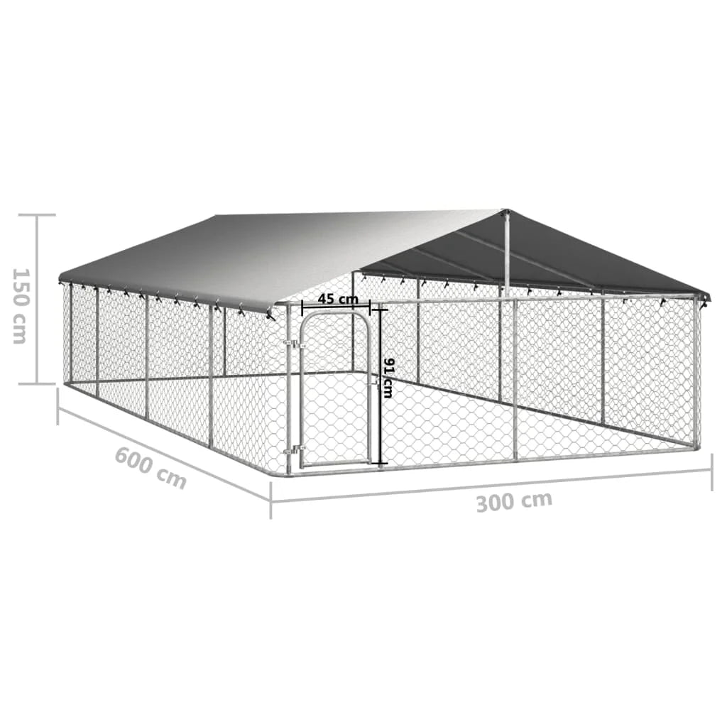 Galvanized Steel Outdoor Kennel with Roof