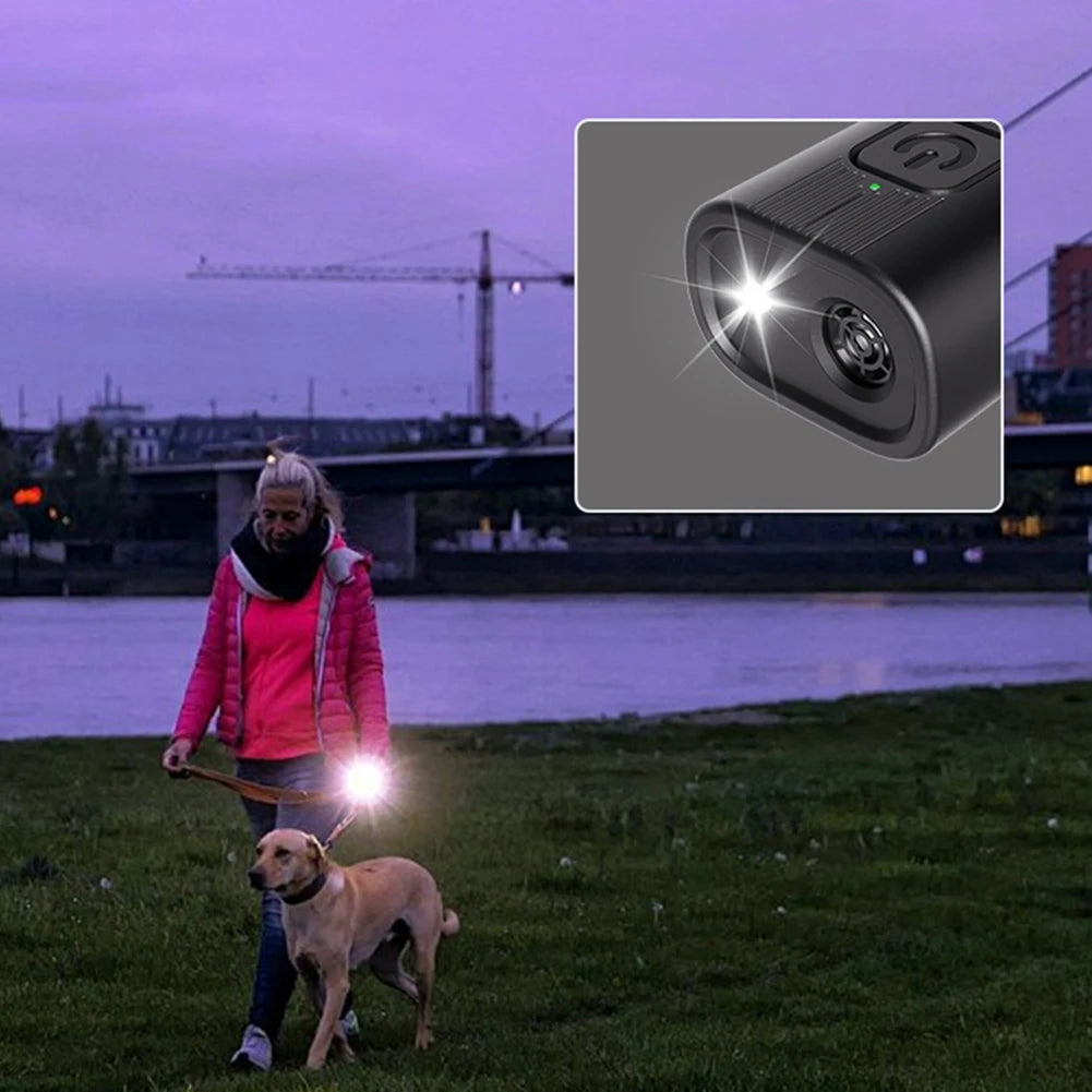 Rechargeable Ultrasonic Bark Deterrent with LED Flashlight