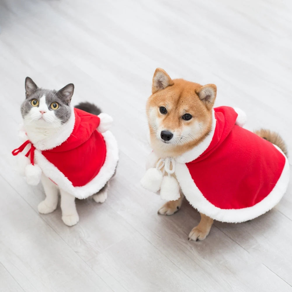 Christmas Pet Santa Cloak Costume