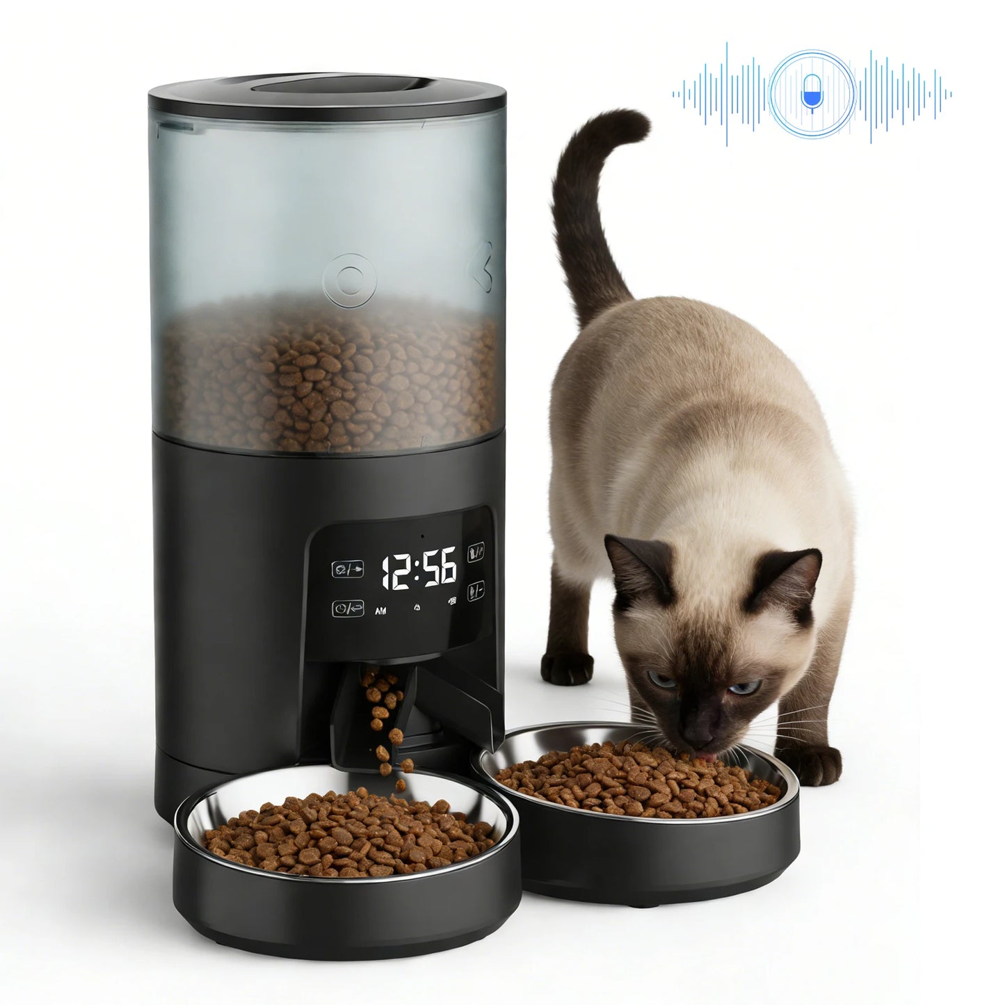 JHK 6L Automatic Pet Feeder w/2 Stainless Steel Bowls