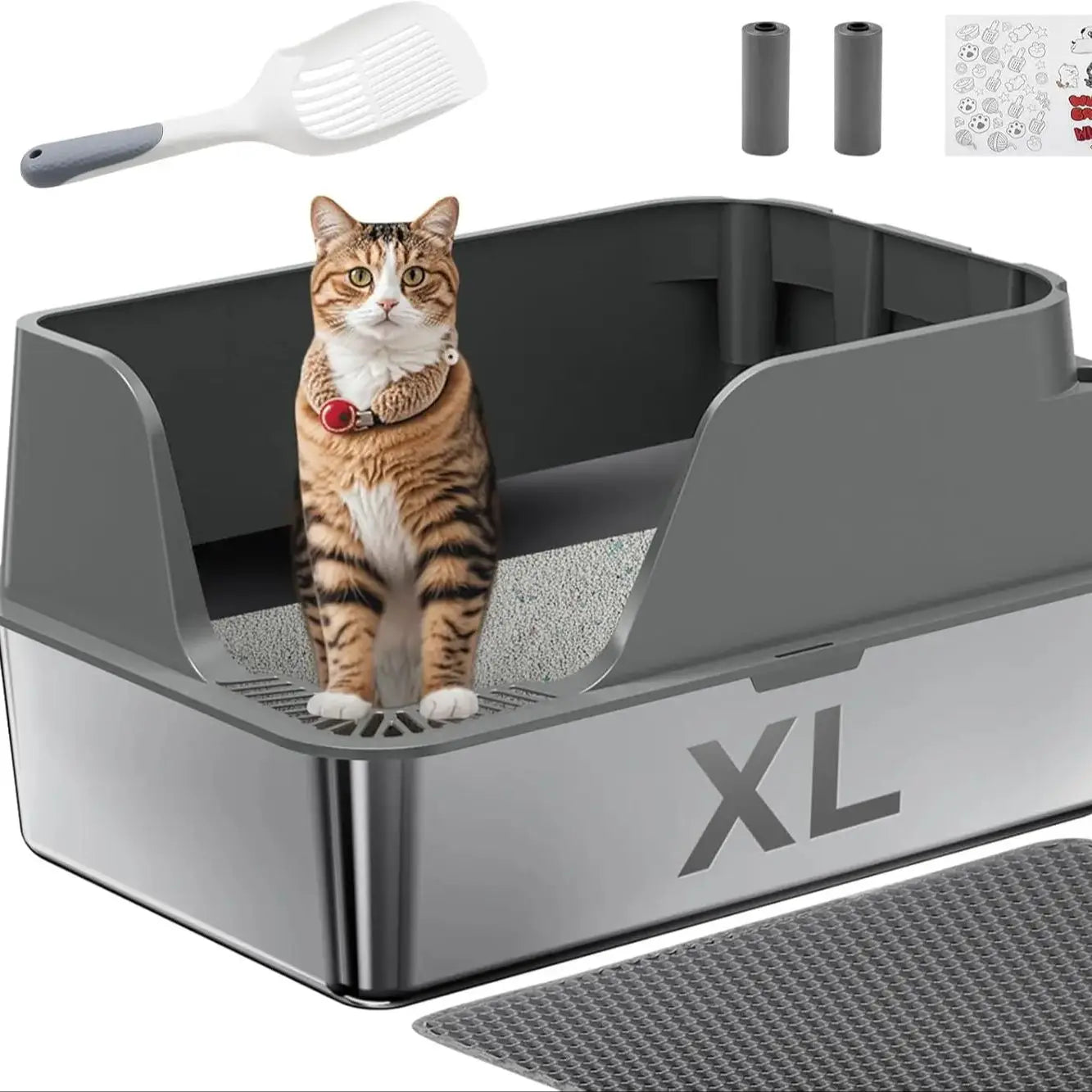 XL Stainless Steel Cat Litter Box