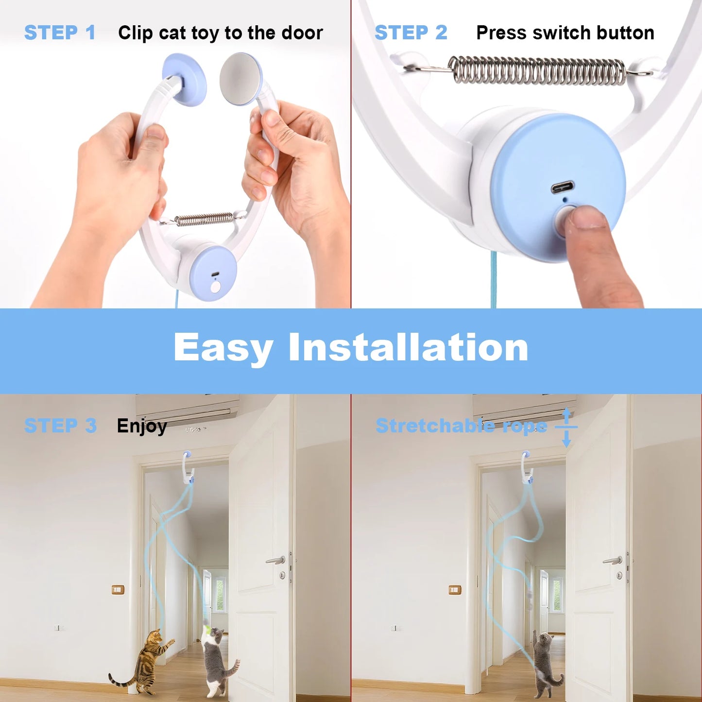 Door Hanging Retractable Rechargeable Interactive Pet Toy
