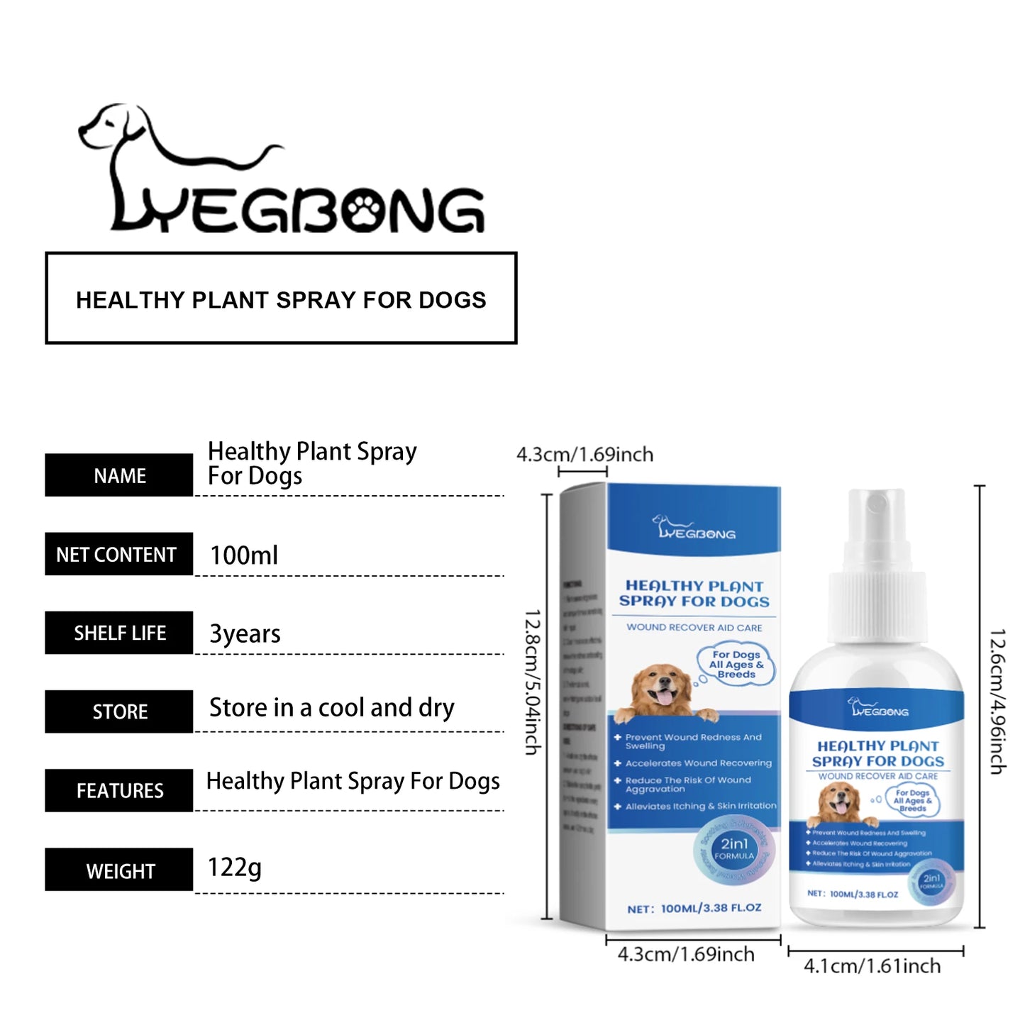 Yegbong 100ml Skin Soothing Spray for Dogs