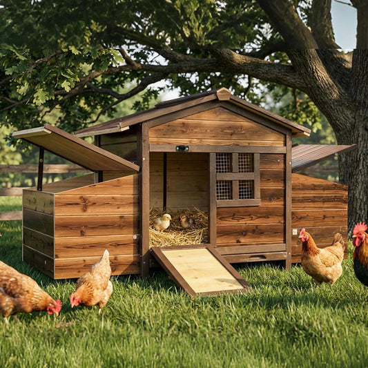 Large Outdoor Chicken Coop with 2 Nesting Boxes