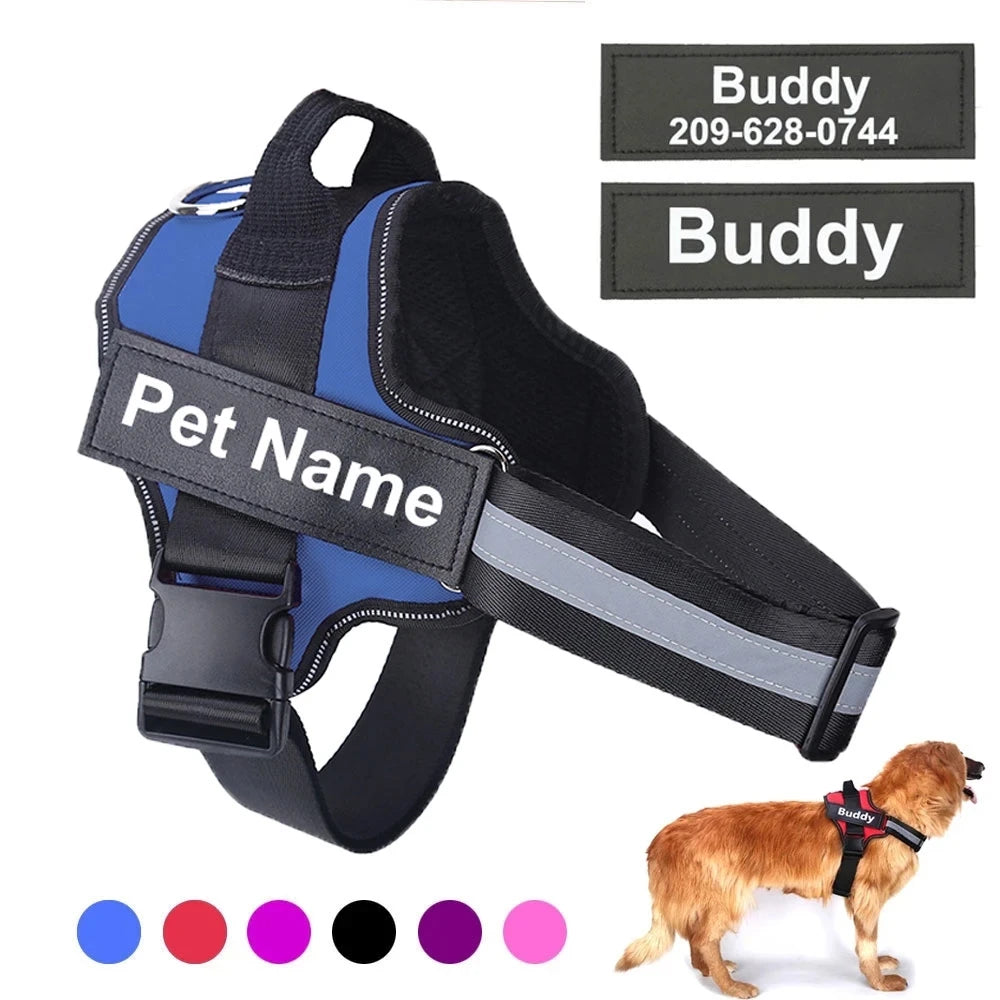 Adjustable Pet Harness with ID Custom Patch