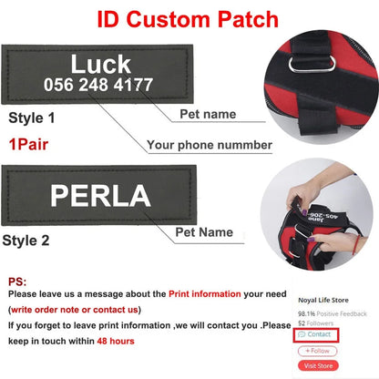 Adjustable Pet Harness with ID Custom Patch