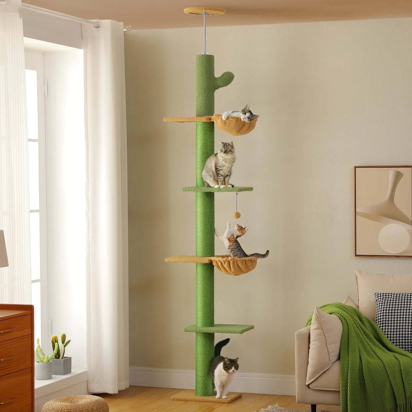 Floor to Ceiling Cactus Cat Tree with Scratching Post