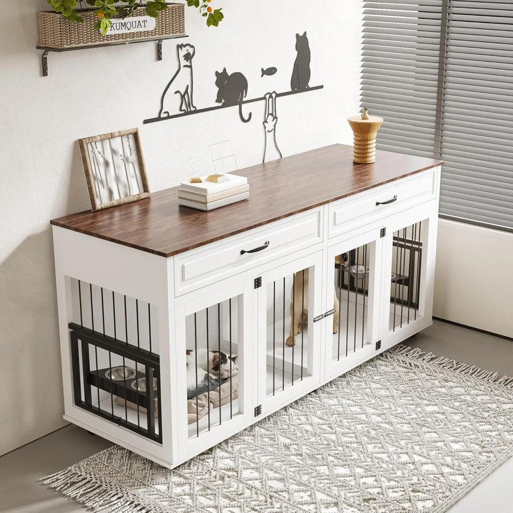 XL Double Pet Kennel TV Stand