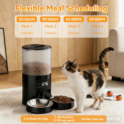 JHK 6L Automatic Pet Feeder w/2 Stainless Steel Bowls