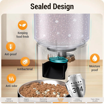 5L Smart Pet Feeder w/2K Camera