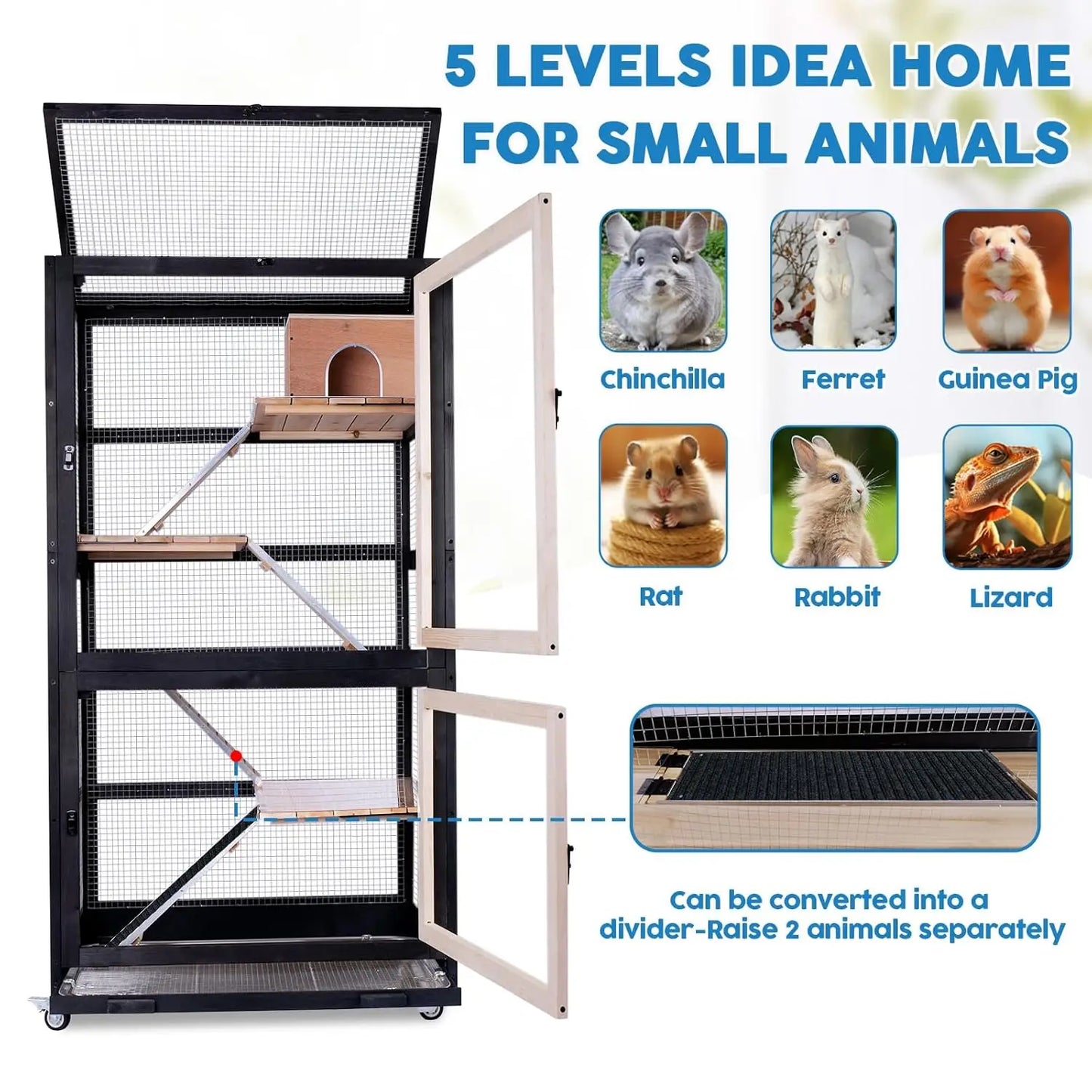 5-Level Stainless Steel Tray Rodent Habitat, Customized