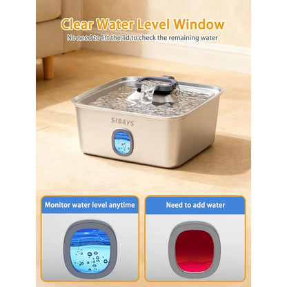 15L Multi-Pet Stainless Steel Pet Fountain