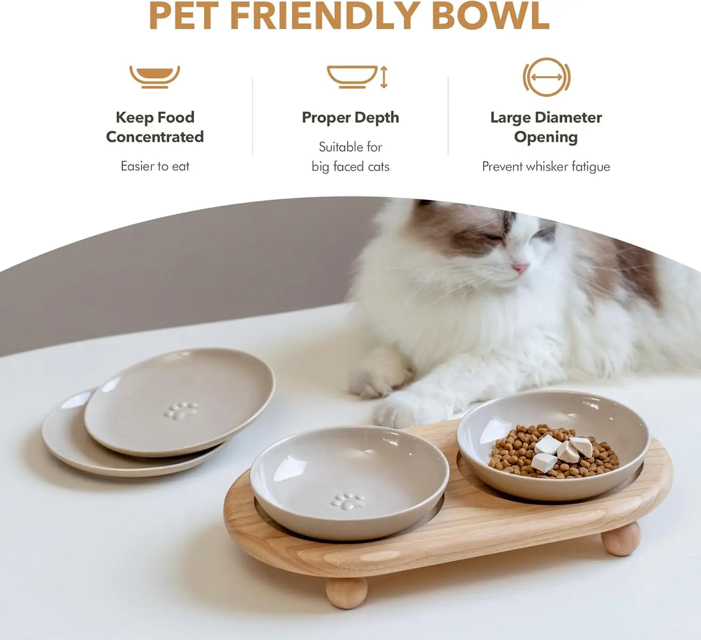 Raised Ceramic Pet Food & Water Bowls