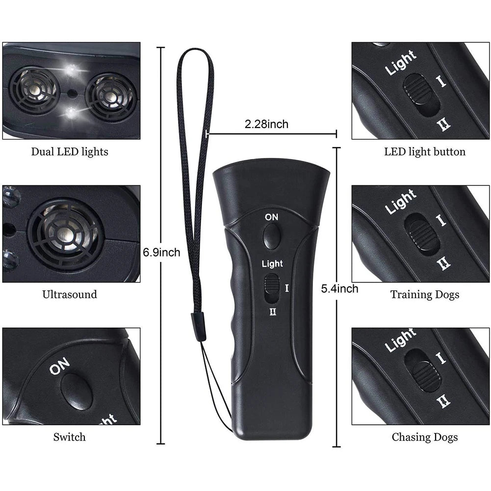 LED Flashlight Ultrasonic Anti Barking Training Device