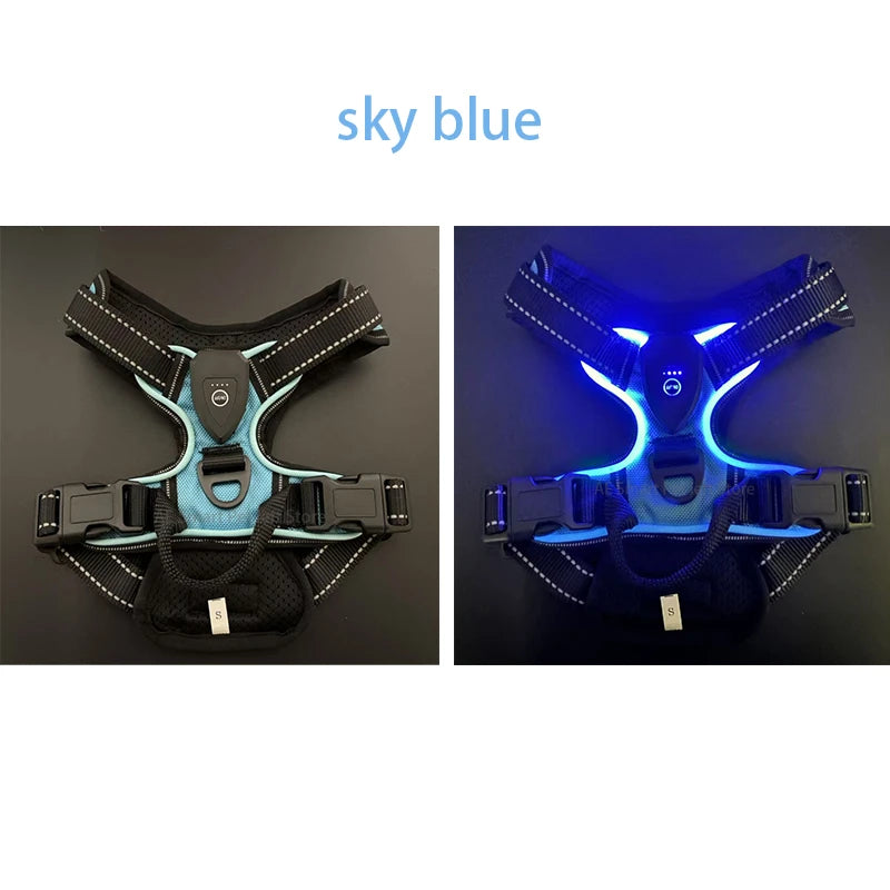 LED Rechargeable No Pull Dog Harness