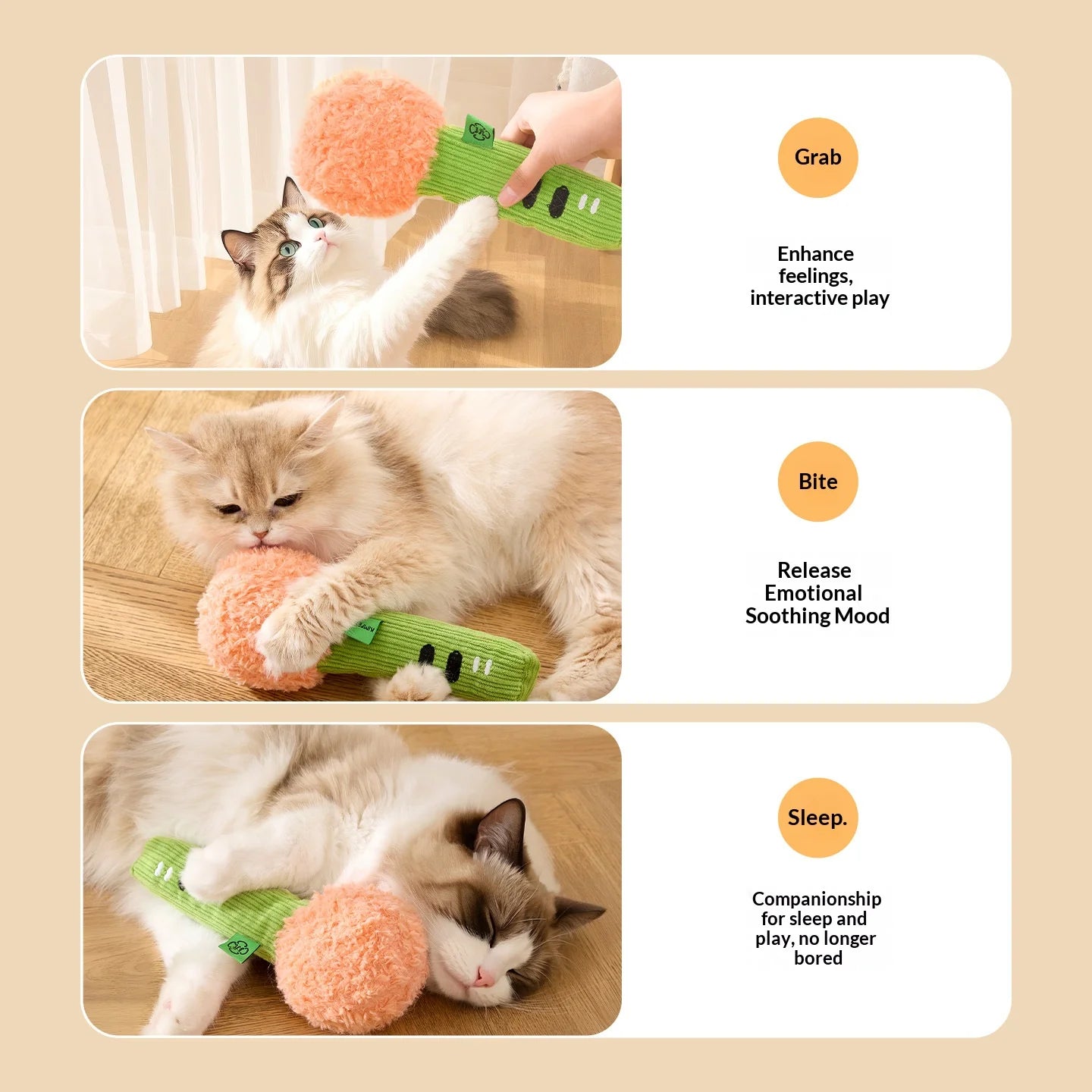 Squeaky Crinkle Pet Chew Toy w/Catnip