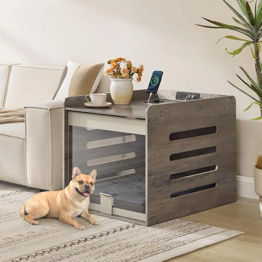 Feandrea Modern Pet Crate Furniture w/Charging Station