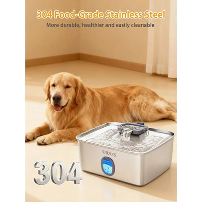 15L Multi-Pet Stainless Steel Pet Fountain