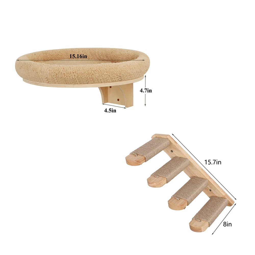 Wall Mounted Climbing Ladder with Scratching Post