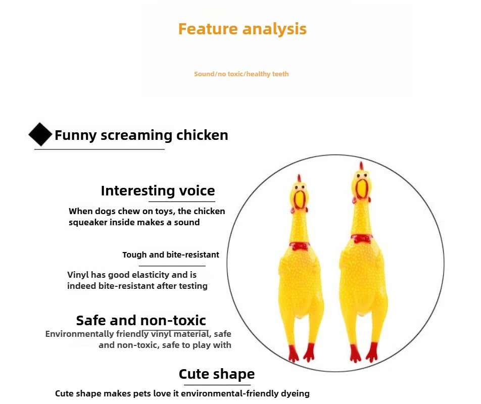 Screaming Rubber Chicken Pet Chew Toy