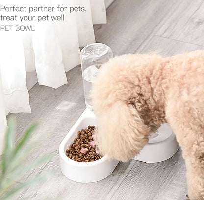 Pet Food Bowl w/Water Bottle
