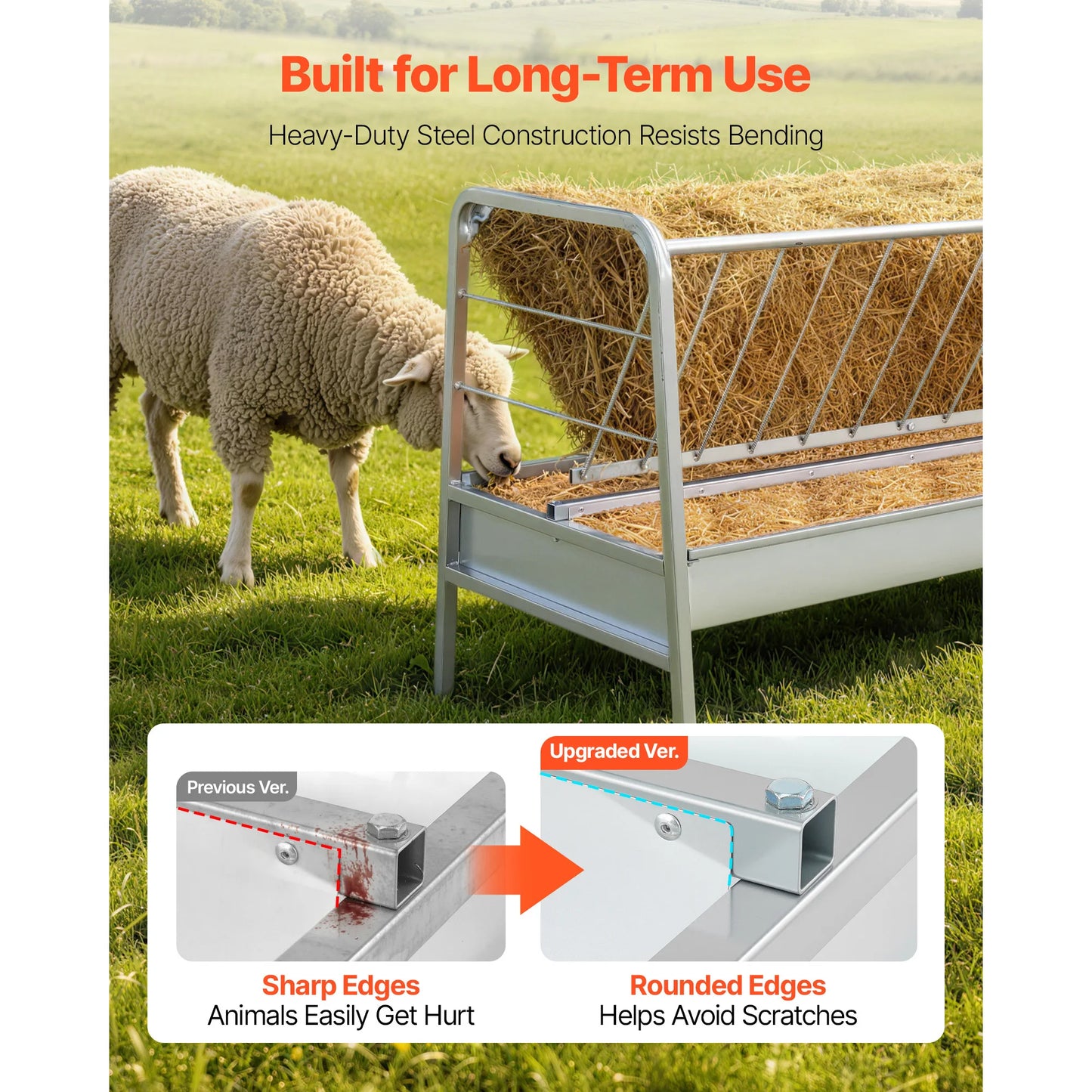 SucceBuy 80 Gal Hay Feeder w/Deep Feeding Pan