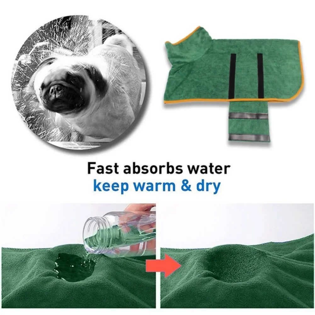 Pet Quick Dry Bath Towel Robe S/M/L