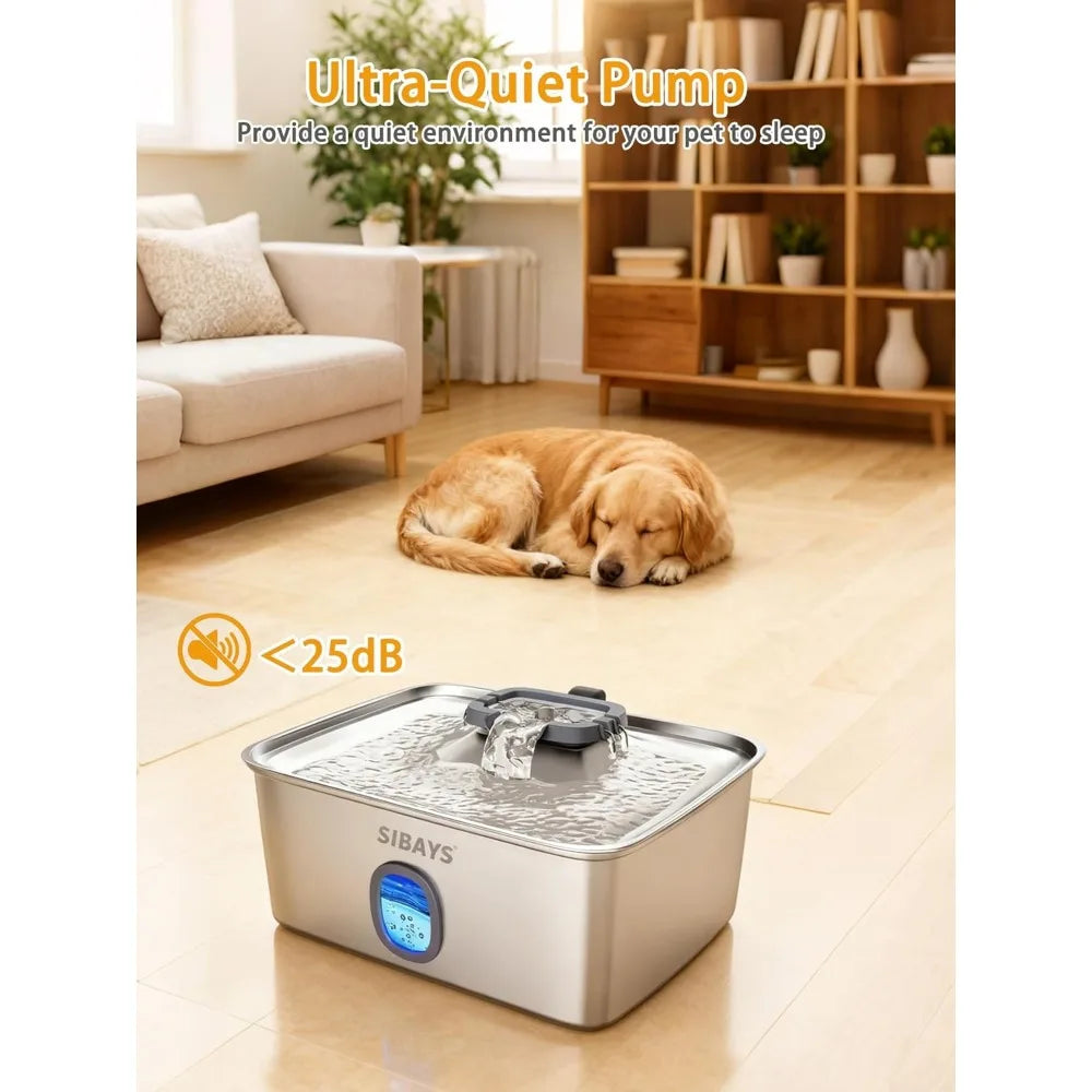 15L Multi-Pet Stainless Steel Pet Fountain