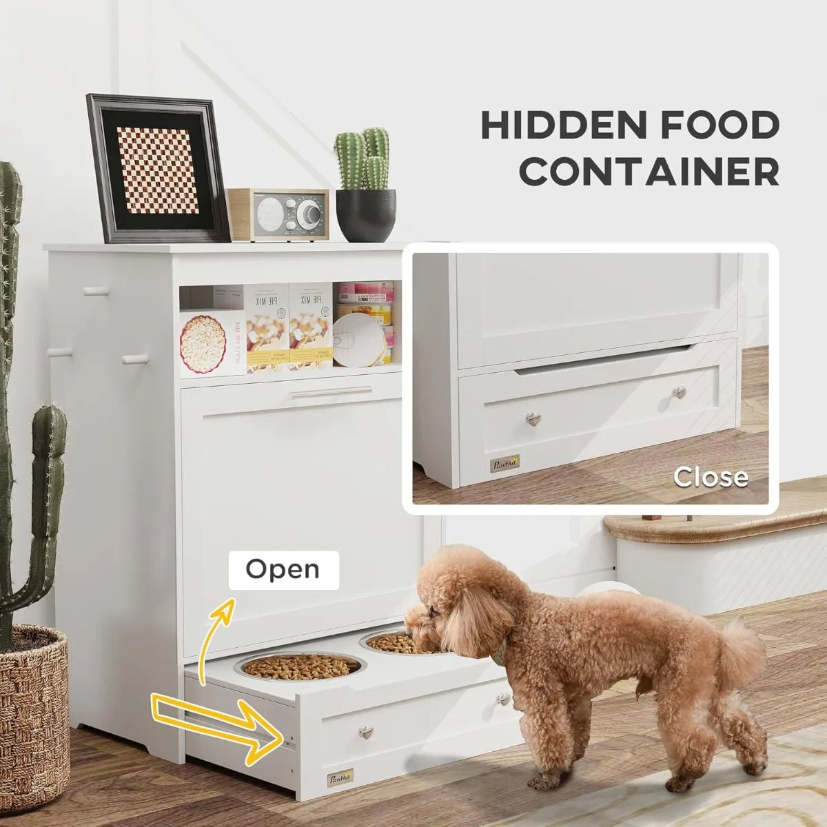 PawHut Pet Feeder Organizer w/Hanger for Food/Water