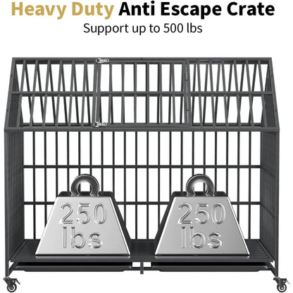 Heavy Duty XL Kennel w/Open Roof, Trays & Wheels