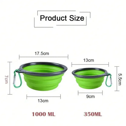 Folding Portable Silicone Pet Bowl w/Carabiner