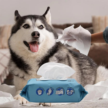 Hypoallergenic Pet Wipes, Unscented, 100 PCS