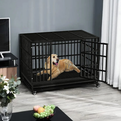 Heavy Duty Escape Proof Kennel w/Lockable Wheels