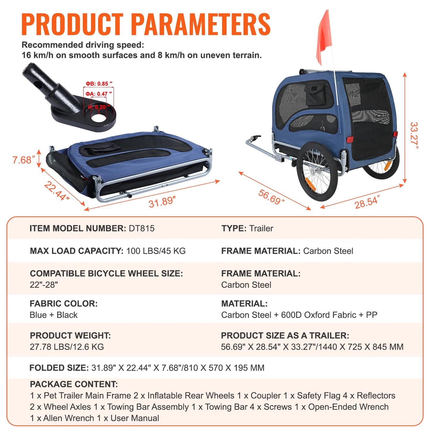 SucceBuy Pet Bicycle Carrier, Reflectors, Flag, Collapsible to Store
