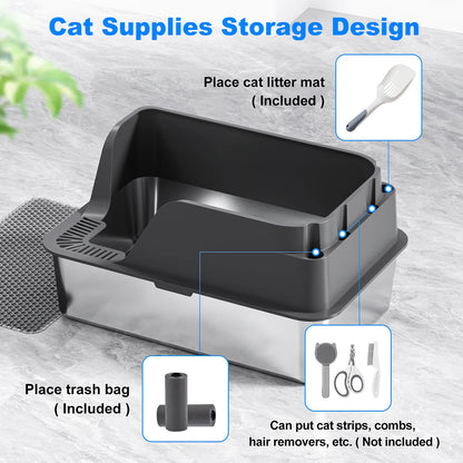 XL Stainless Steel Cat Litter Box