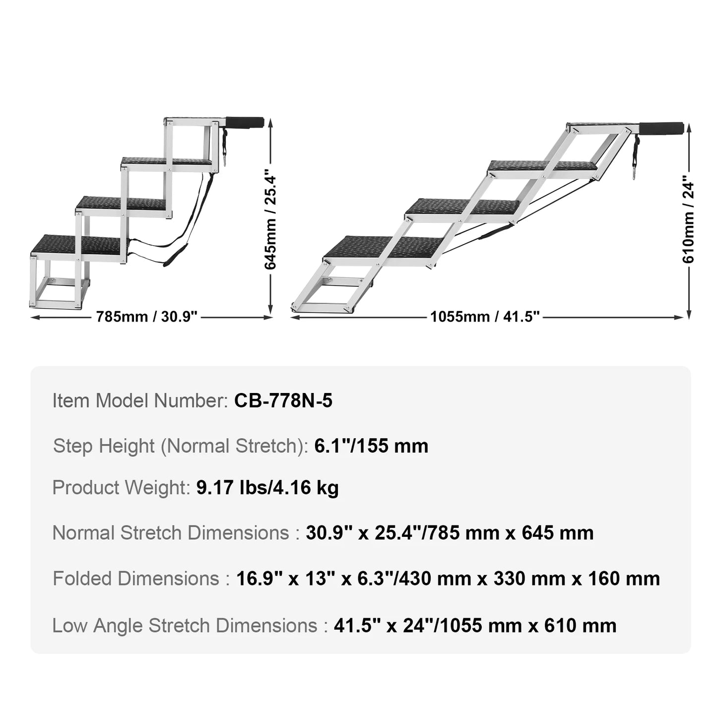 SucceBuy Pet Stairs for Vehicles (up to 150lbs)