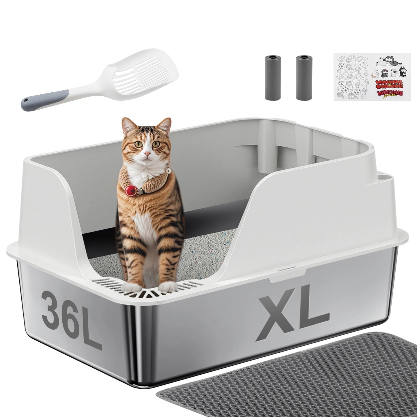 XL Stainless Steel Cat Litter Box