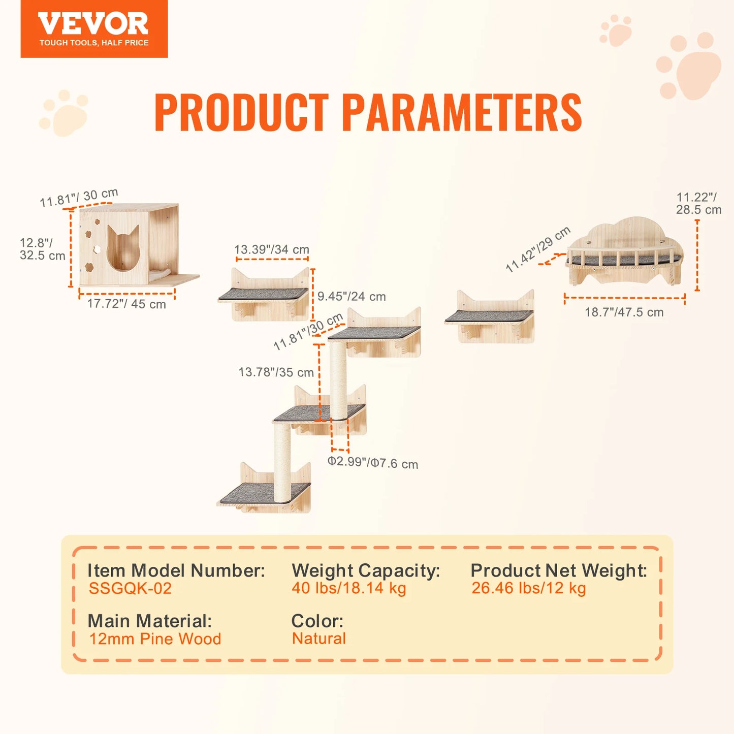 SucceBuy Wall Mounted Cat Shelves and Perches