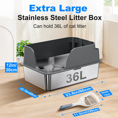 XL Stainless Steel Cat Litter Box