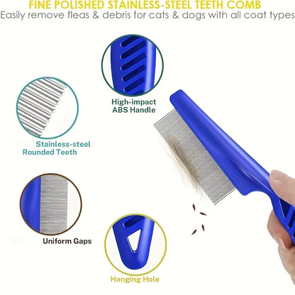 Pk of 4 Stainless Steel Flea and Lice Combs