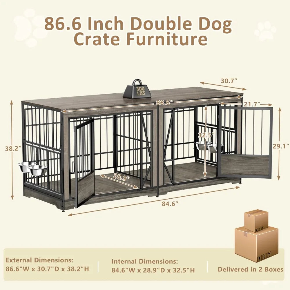 87'' Double Pet Crate Furniture