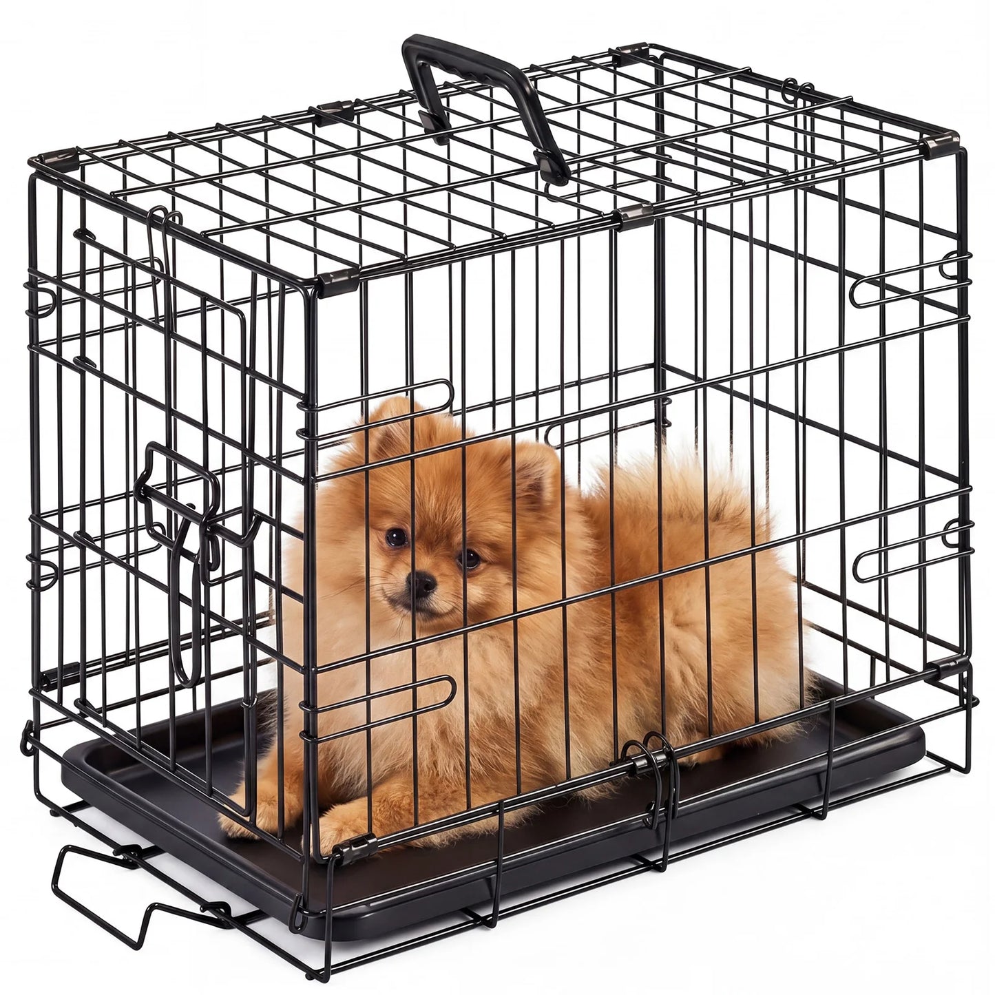 JHK 18 Inch Single Door Metal Dog Crate w/Tray
