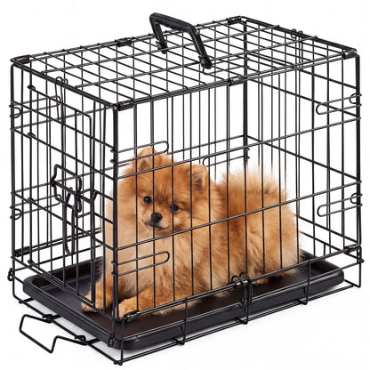 JHK 18 Inch Single Door Metal Dog Crate w/Tray