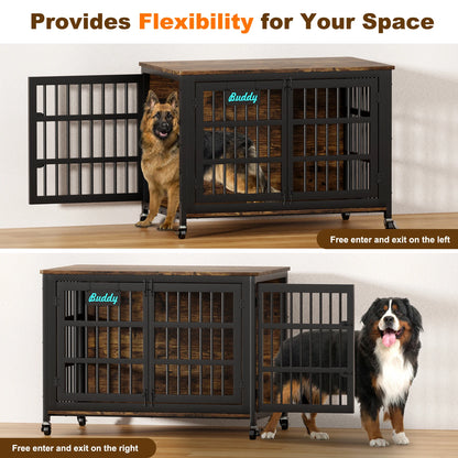 Heavy Duty Dog Crate Furniture with Casters