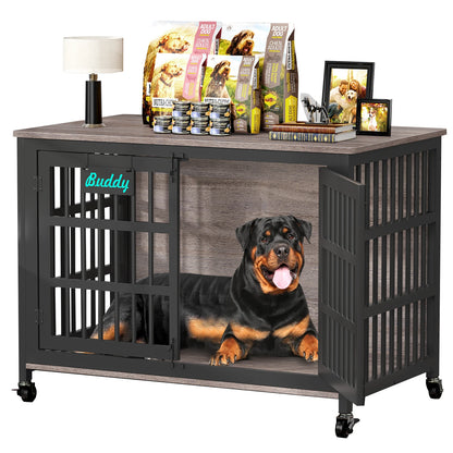 Heavy Duty Dog Crate Furniture with Casters