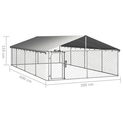 Galvanized Steel Outdoor Kennel with Roof