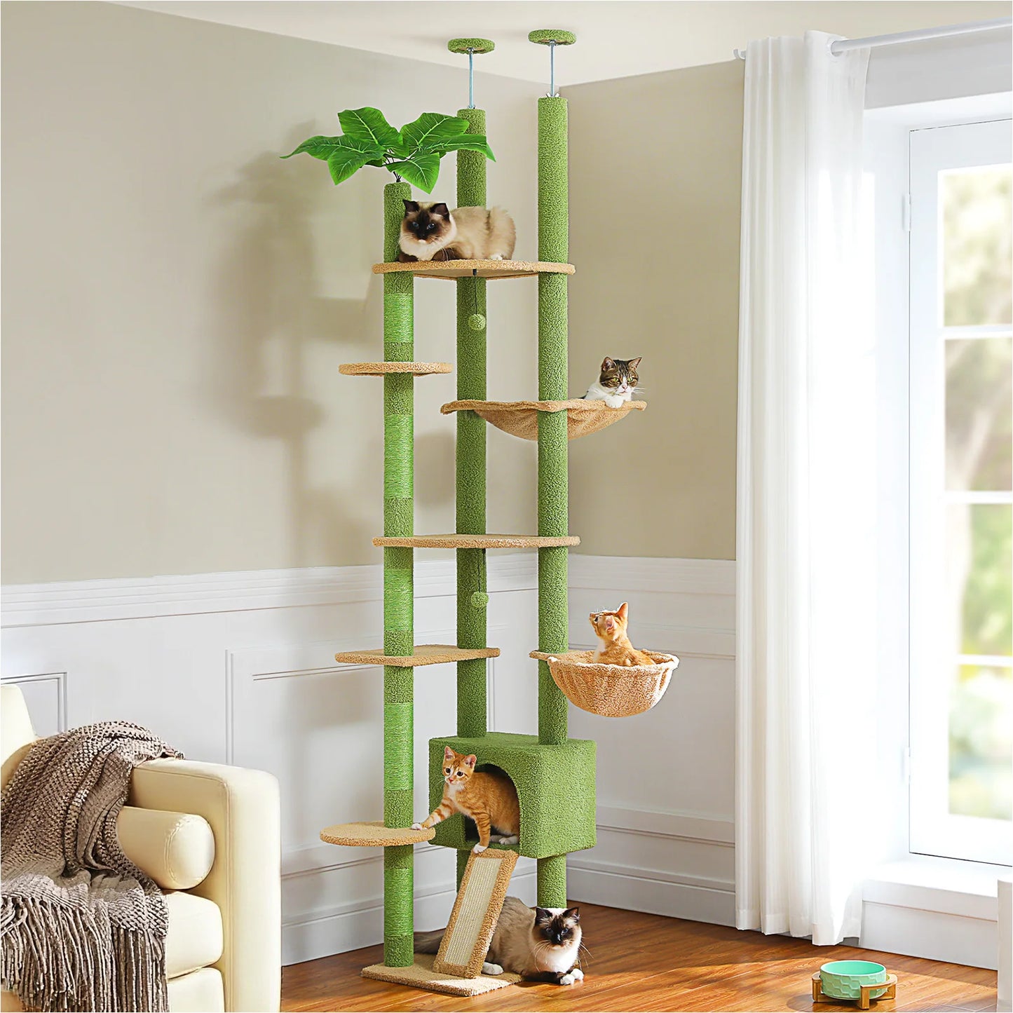 Floor to Ceiling Cactus Cat Tree with Scratching Post