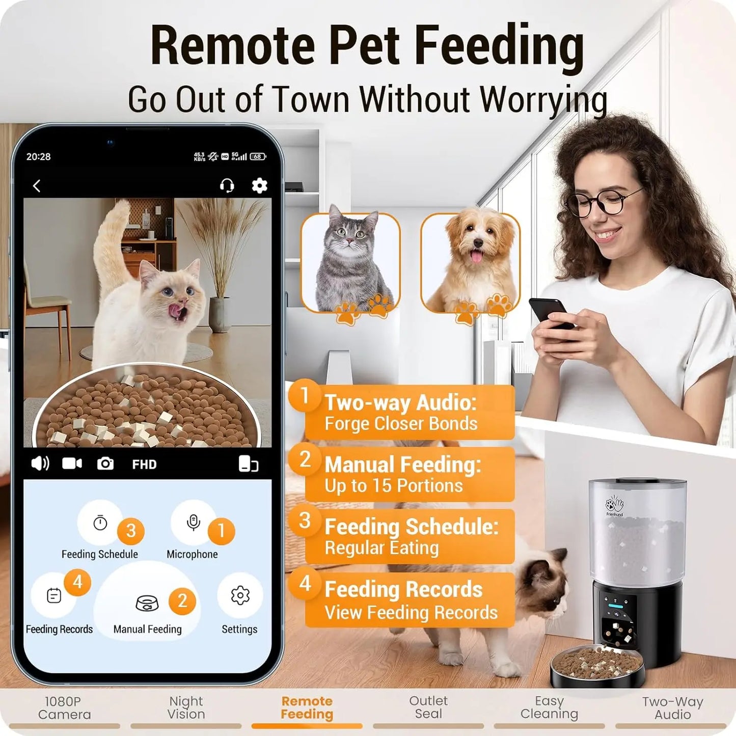 5L Smart Pet Feeder w/2K Camera